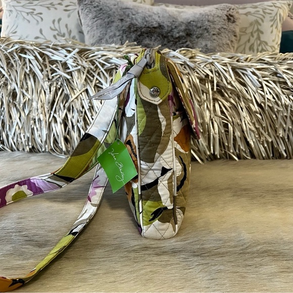 New VERA BRADLEY Portobello Road Tech Tote Crossbody Green Purple Floral 2012 - Picture 9 of 14